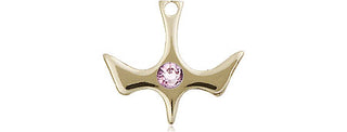 14kt Gold Filled Holy Spirit Pendant with a 3mm Light Amethyst Swarovski stone on an 18-inch Gold Filled Light Curb Chain