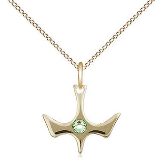 14kt Gold Filled Holy Spirit Pendant with 3mm Peridot Swarovski Necklace