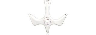 Sterling Silver Holy Spirit Pendant with a 3mm Crystal Swarovski stone on an 18-inch Sterling Silver Light Curb Chain