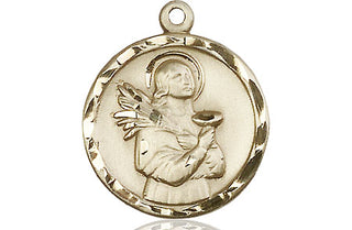 14kt Gold Filled Saint Lucy Medal Engraved Catholic Saint Jewelry