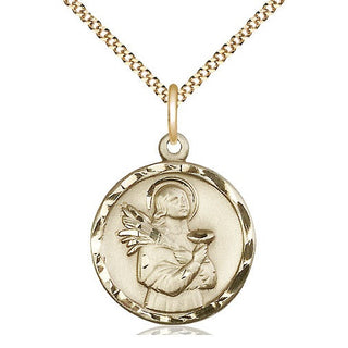 14kt Gold Filled Saint Lucy Medal Religious Jewelry Engraved Catholic Saint Jewelry