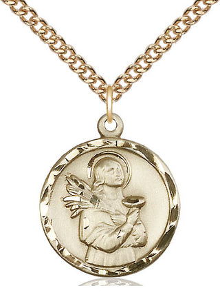 14kt Gold Filled Saint Lucy Medal Religious Jewelry Engraved Catholic Saint Jewelry