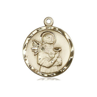 14kt Gold Saint Lucy Medal Engraved Catholic Saint Jewelry
