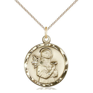 14kt Gold Saint Lucy Medal Engraved Catholic Saint Jewelry