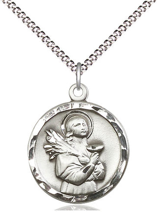 Sterling Silver Saint Lucy Medal Religious Jewelry Engraved Catholic Saint Jewelry
