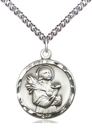 Sterling Silver Saint Lucy Medal Religious Jewelry Engraved Catholic Saint Jewelry