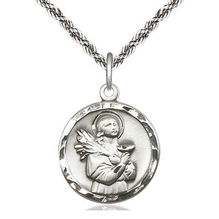 Sterling Silver Saint Lucy Medal Religious Jewelry Engraved Catholic Saint Jewelry