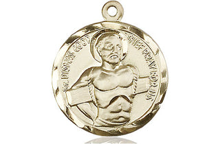 14kt Gold Dismas Medal Engraved Catholic Saint Jewelry