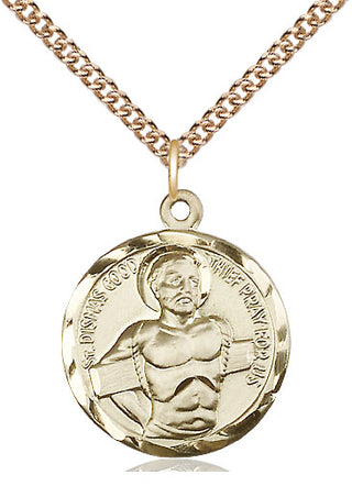 14kt Gold Dismas Medal Engraved Catholic Saint Jewelry