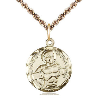 14kt Gold Dismas Medal Engraved Catholic Saint Jewelry