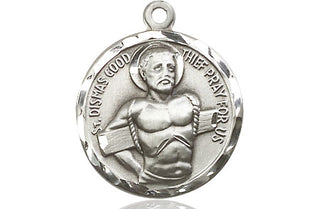 Sterling Silver Dismas Medal Engraved Catholic Saint Jewelry