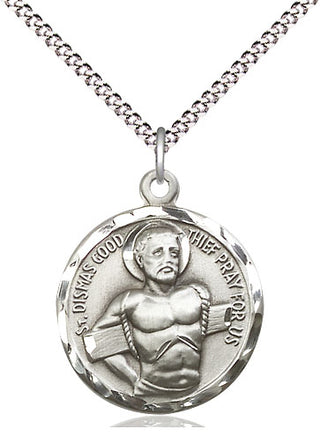 Sterling Silver Dismas Medal Religious Jewelry Engraved Catholic Saint Jewelry
