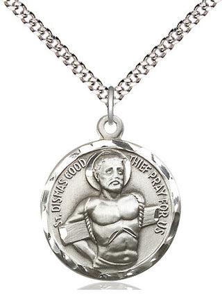 Sterling Silver Dismas Medal Religious Jewelry Engraved Catholic Saint Jewelry