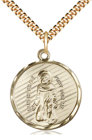14kt Gold Filled Saint Perregrine Medal Catholic Jewelry Engraved Catholic Saint Jewelry