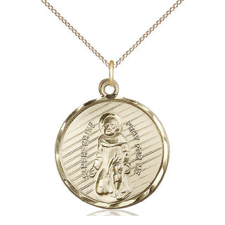 14kt Gold Saint Perregrine Medal Engraved Catholic Saint Jewelry