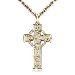 14kt Gold Filled Celtic Cross Medal Catholic Jewelry