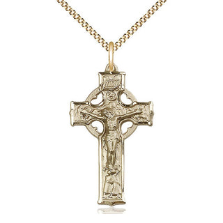 14kt Gold Filled Celtic Crucifix Medal Catholic Jewelry