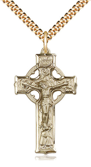 14kt Gold Filled Celtic Crucifix Medal Catholic Jewelry