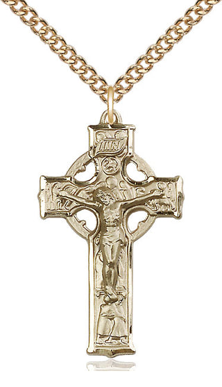 14kt Gold Filled Celtic Crucifix Medal Catholic Jewelry