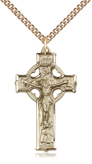 14kt Gold Celtic Crucifix Medal
