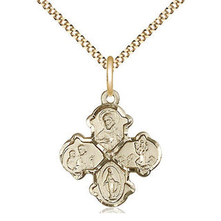 14kt Gold Filled 4-Way Medal Religious Jewelry