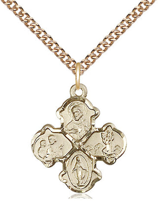 14kt Gold Filled 4-Way Medal Religious Jewelry