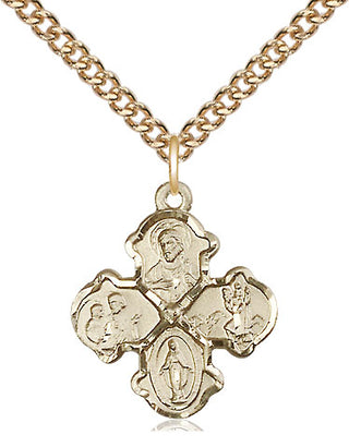 14kt Gold Filled 4-Way Medal Religious Jewelry