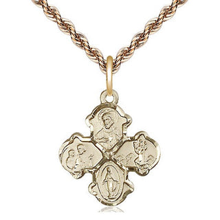 14kt Gold Filled 4-Way Medal Religious Jewelry