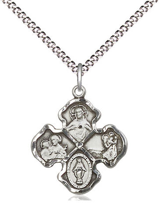 Sterling Silver 4-Way Medal Religious Jewelry
