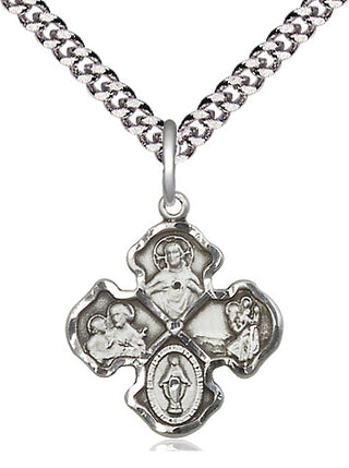Sterling Silver 4-Way Medal Religious Jewelry