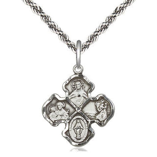 Sterling Silver 4-Way Medal Religious Jewelry