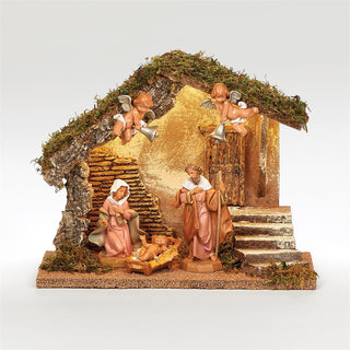 5-Inch Scale 5 Figure Nativity Wedding Creche - Usb Led Stable