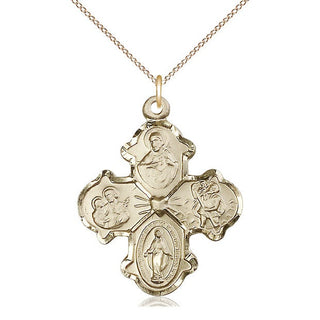14kt Gold Filled 4-Way Medal Catholic Jewelry