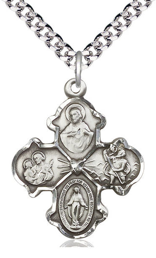 Pewter 4-Way Medal Catholic Jewelry