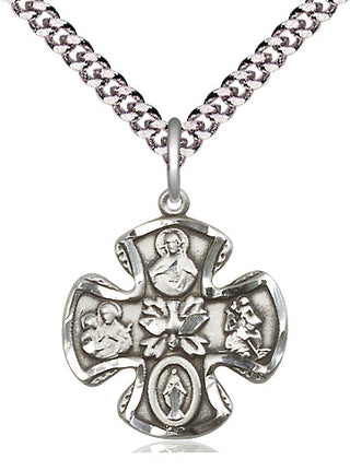 Pewter 5-Way Medal Religious Jewelry