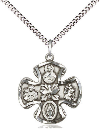 Sterling Silver 5-Way Medal Religious Jewelry