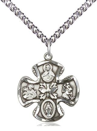 Sterling Silver 5-Way Medal Religious Jewelry