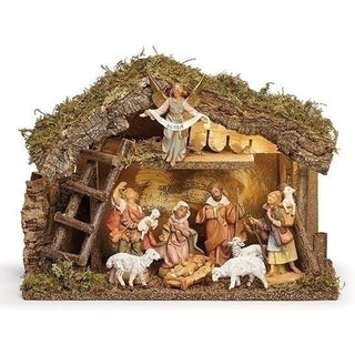 5-Inch Scale 9 Figure Nativity With Led Italian Stable