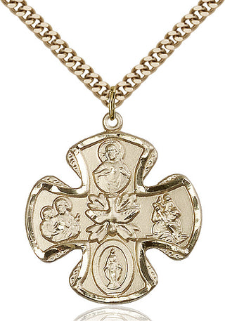 14kt Gold Filled 5-Way Medal Catholic Jewelry