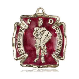 14kt Gold Saint Florian Medal Engraved Catholic Saint Jewelry