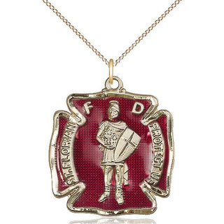14kt Gold Saint Florian Medal Engraved Catholic Saint Jewelry