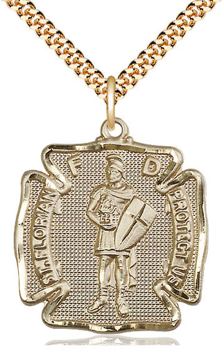 14kt Gold Filled Saint Florian Medal Catholic Jewelry Engraved Catholic Saint Jewelry