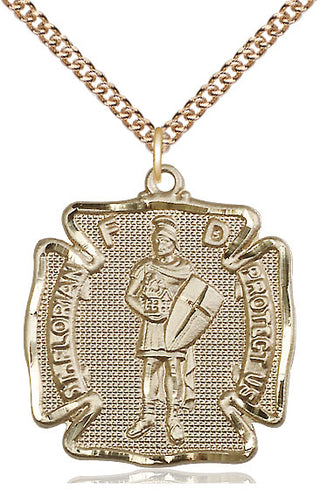 14kt Gold Filled Saint Florian Medal Catholic Jewelry Engraved Catholic Saint Jewelry
