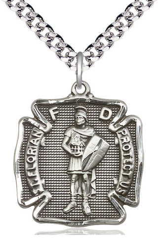 Pewter Saint Florian Medal Catholic Jewelry Engraved Catholic Saint Jewelry
