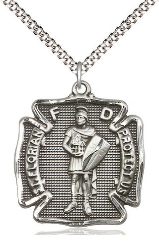 Pewter Saint Florian Medal Catholic Jewelry Engraved Catholic Saint Jewelry