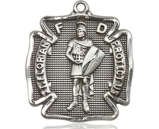 Sterling Silver Saint Florian Medal Catholic Jewelry Engraved Catholic Saint Jewelry
