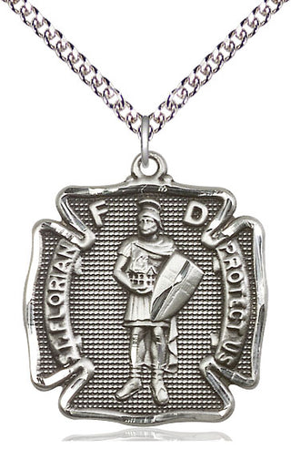 Sterling Silver Saint Florian Medal Catholic Jewelry Engraved Catholic Saint Jewelry