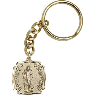 Saint Florian Engravable Keychain - Gold Tone