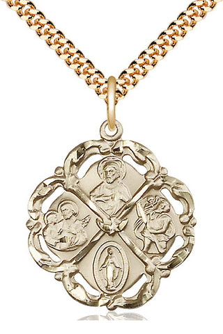 14kt Gold Filled 5-Way Medal Catholic Jewelry