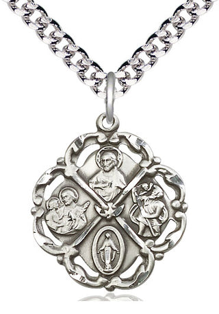 Pewter 5-Way Medal Catholic Jewelry